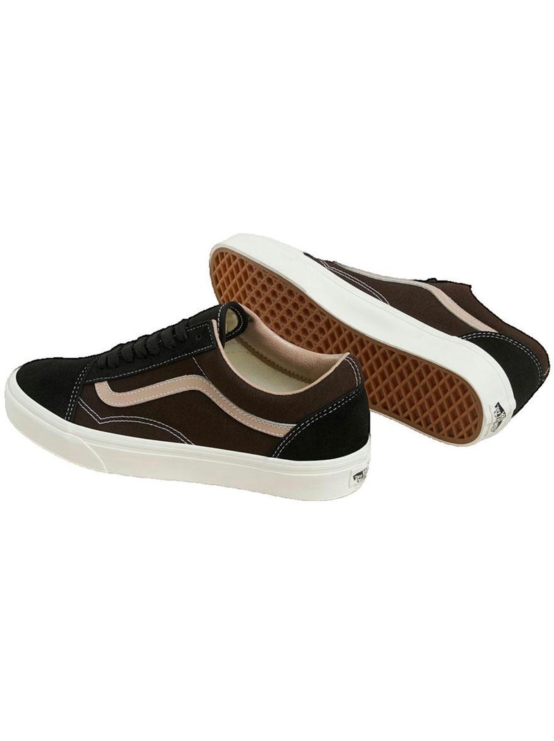 Baskets Vans Old Skool toile et daim Vans Noir Marron - Kiabi