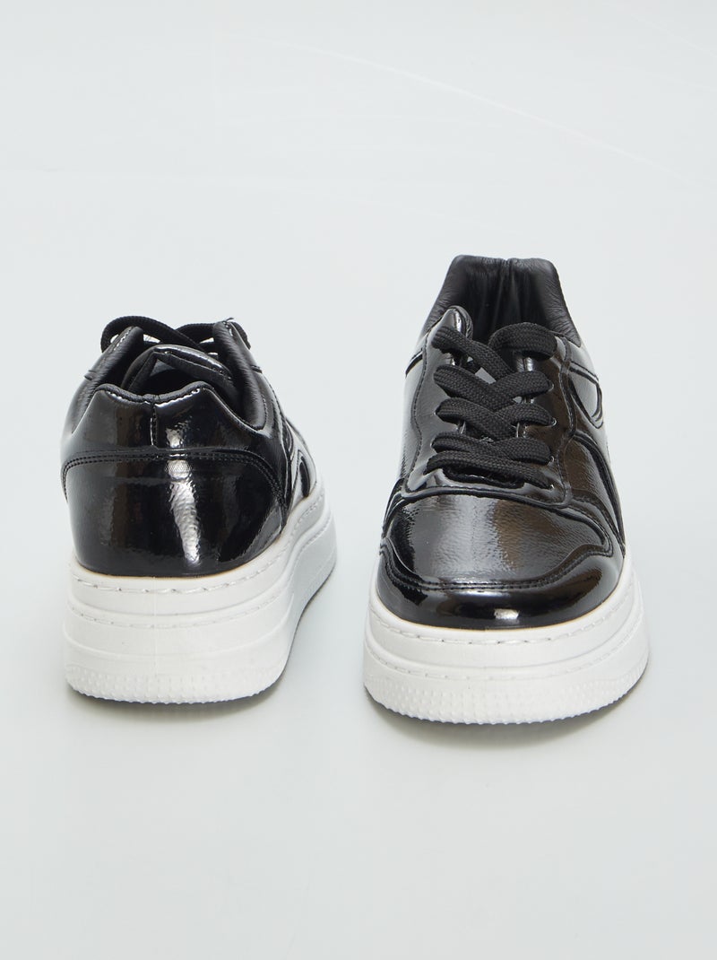 Baskets vernies avec semelles épaisses NOIR - Kiabi