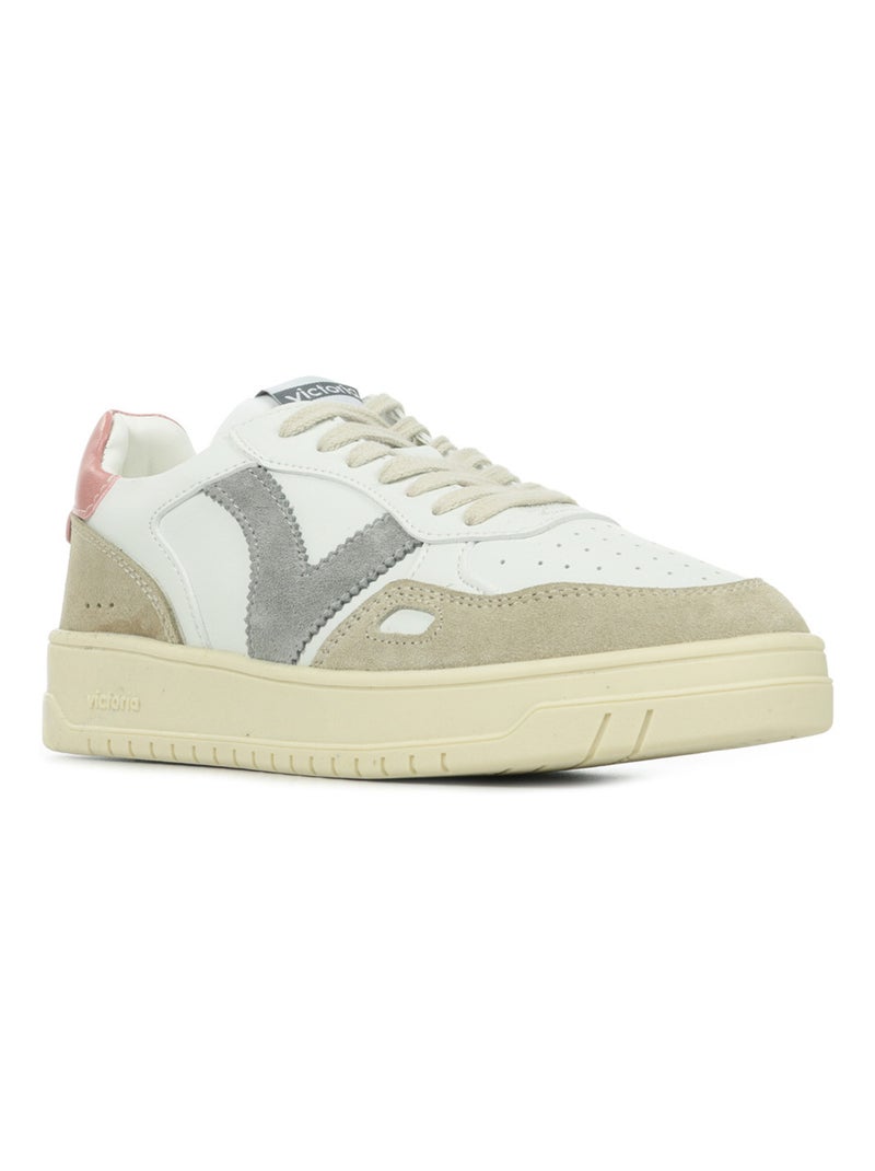 Baskets Victoria Seul Efecto Piel Serraje Blanc - Kiabi