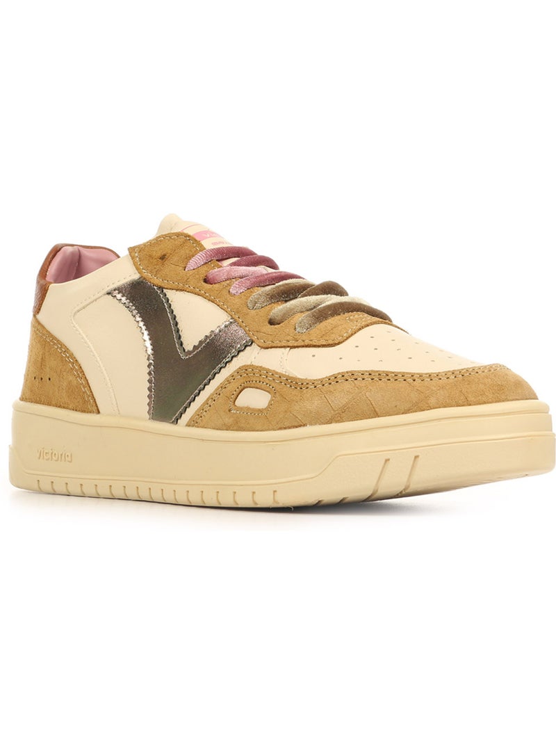 Baskets victoria seul efecto piel serraje Blanc - Kiabi