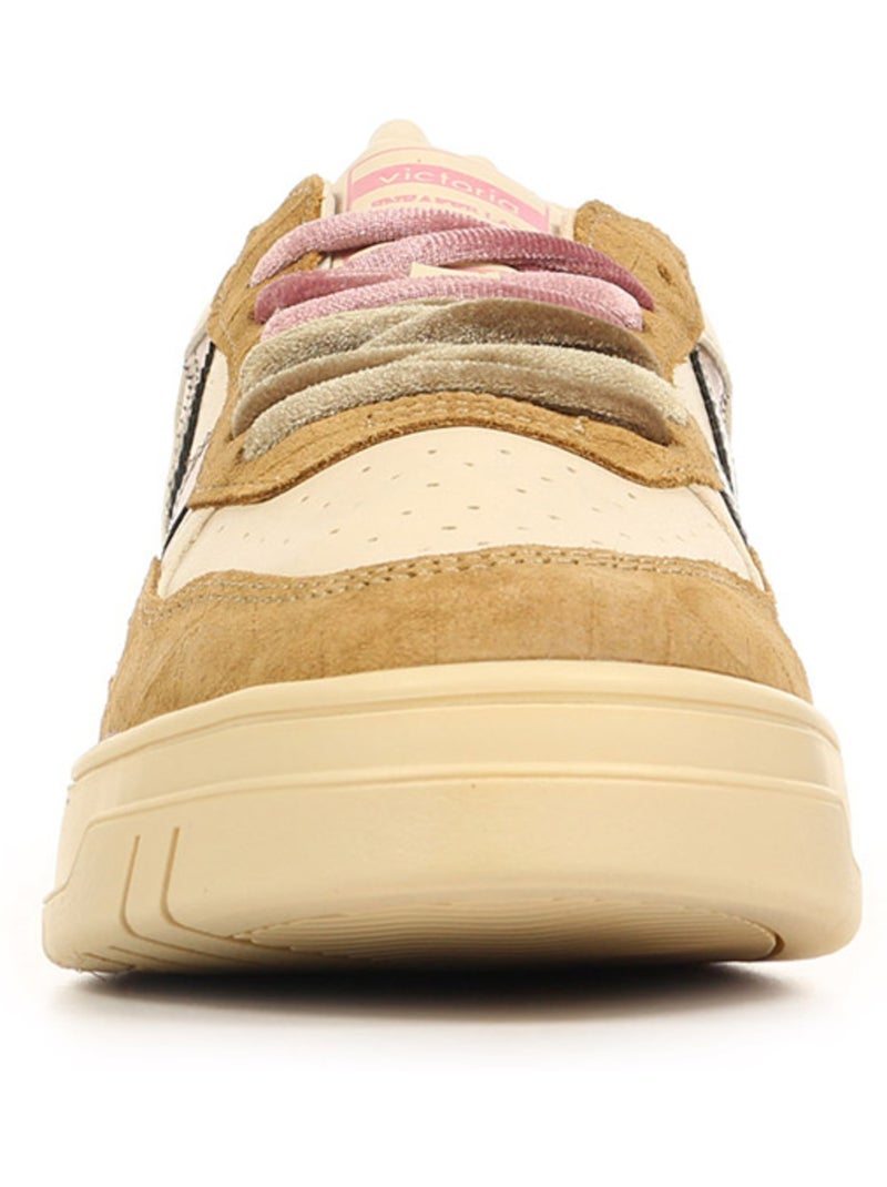 Baskets victoria seul efecto piel serraje Blanc - Kiabi