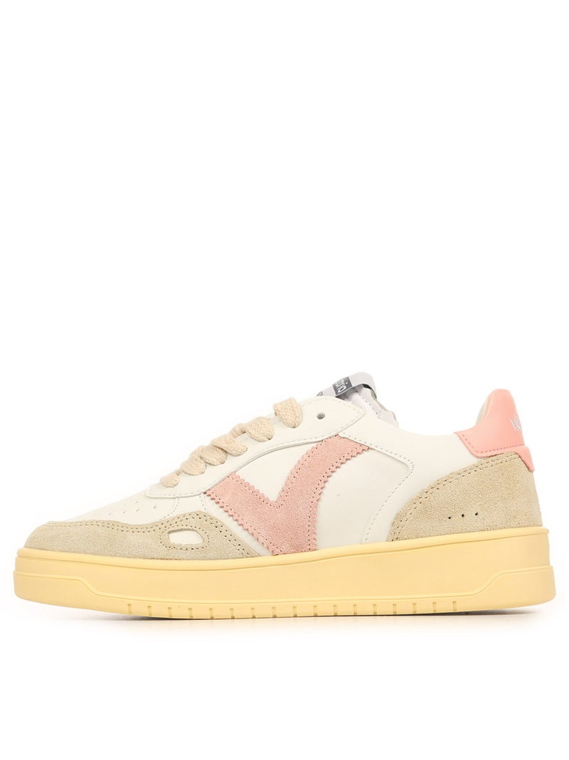 Baskets Victoria Seul Efecto Piel Serraje Blanc Rose - Kiabi