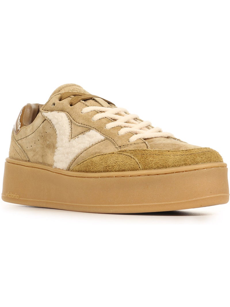 Baskets victoria turin daim & effet mouton Gris - Kiabi