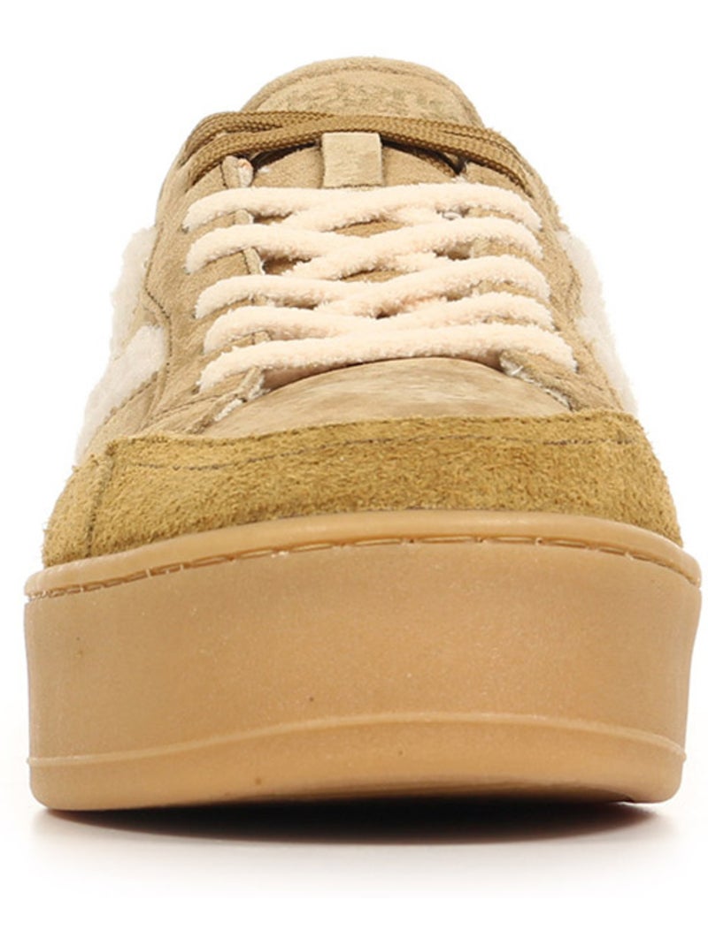 Baskets victoria turin daim & effet mouton Gris - Kiabi