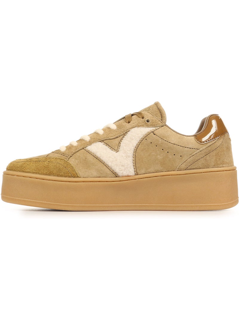 Baskets victoria turin daim & effet mouton Gris - Kiabi