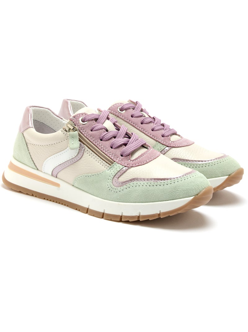 Baskets zip et lacets bicolore - PEDICONFORT Beige/Rose/Vert d eau - Kiabi