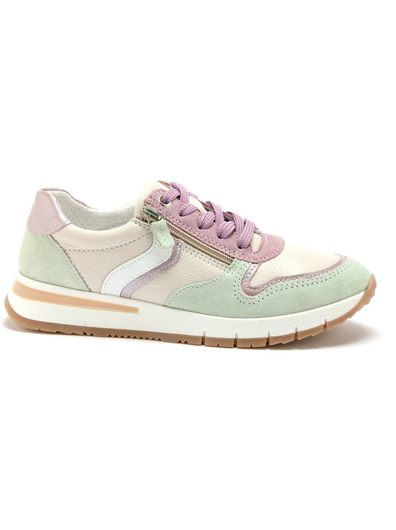 Baskets zip et lacets bicolore - PEDICONFORT Beige/Rose/Vert d eau - Kiabi
