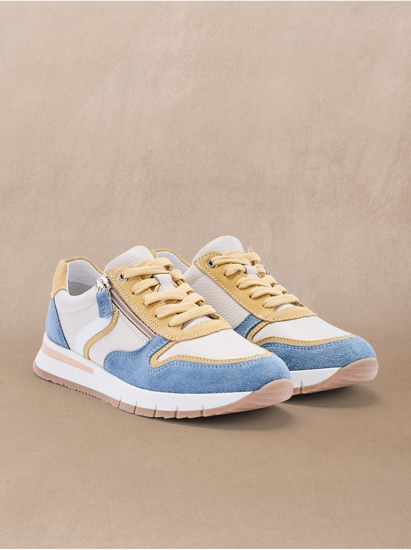 Baskets zip et lacets bicolore - PEDICONFORT Bleu Beige - Kiabi