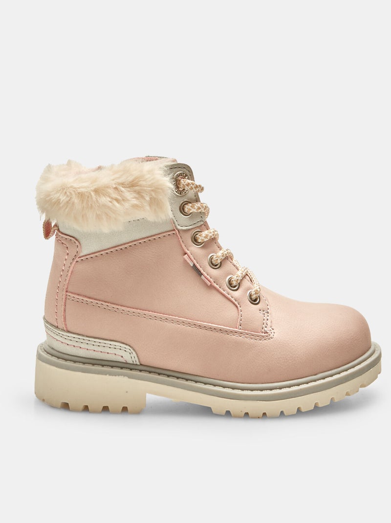 BATA Bottes d'hiver avec insert en fausse fourrure en tissu Rose - Kiabi