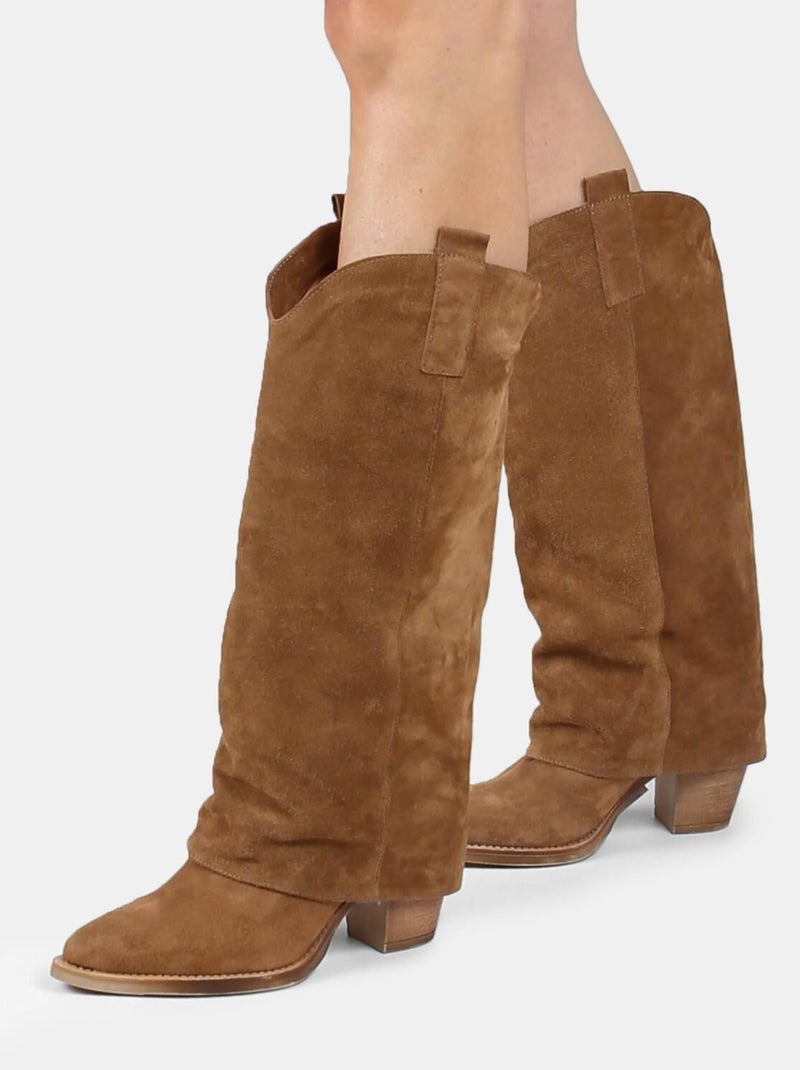 BATA Bottes western en daim Bronze - Kiabi