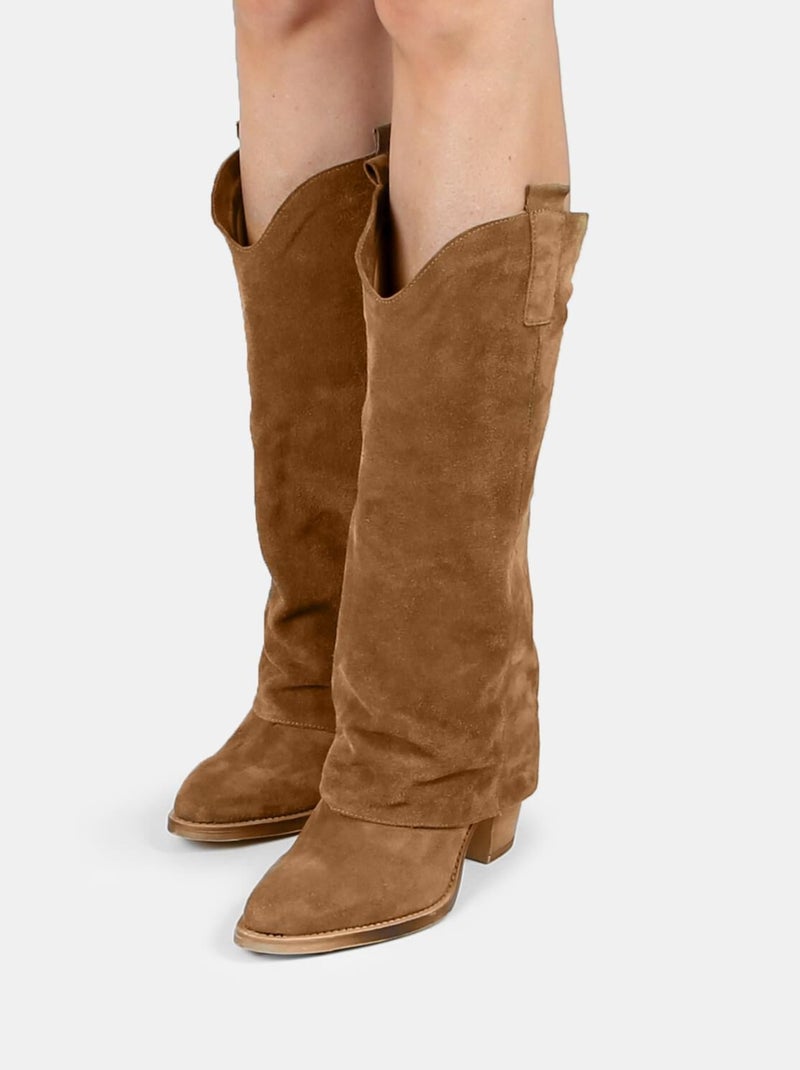 BATA Bottes western en daim Bronze - Kiabi