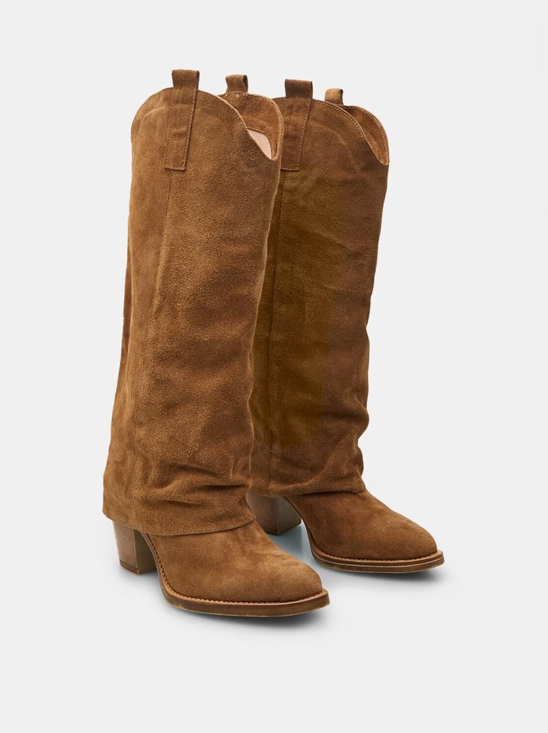BATA Bottes western en daim Bronze - Kiabi