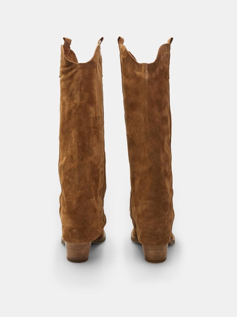 BATA Bottes western en daim Bronze - Kiabi