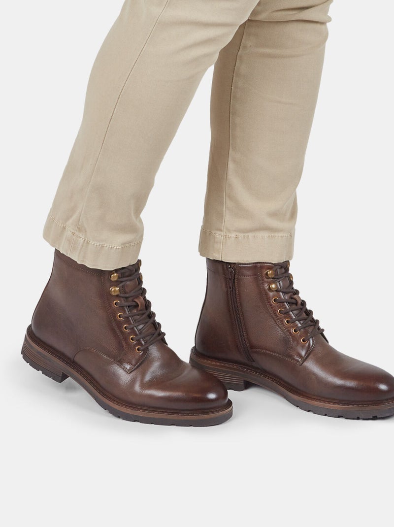 BATA Bottine hiver en cuir Marron - Kiabi