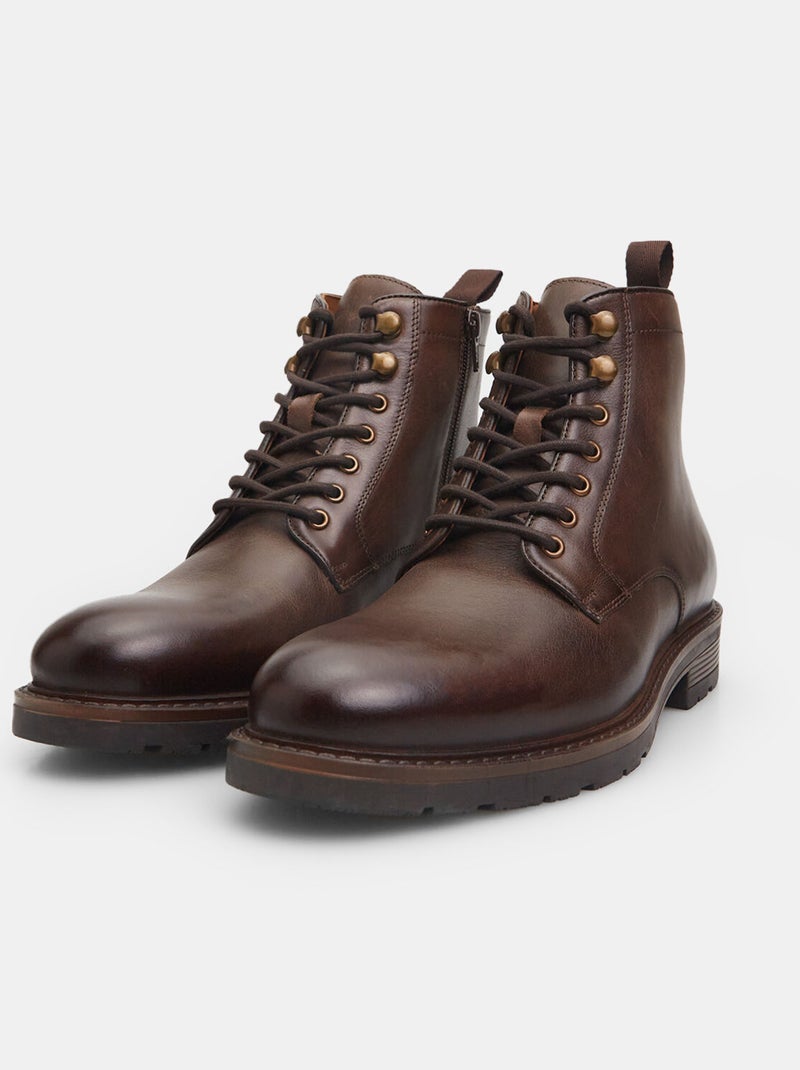 BATA Bottine hiver en cuir Marron - Kiabi