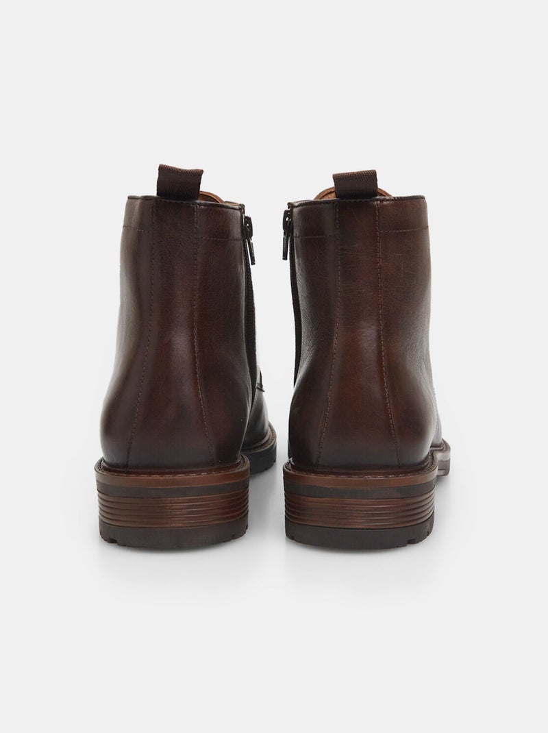 BATA Bottine hiver en cuir Marron - Kiabi