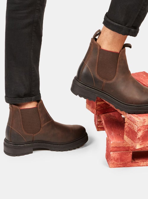 BATA Bottines chelsea en cuir avec semelle track d'hiver - Kiabi