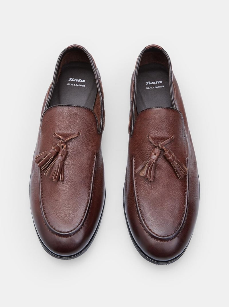 BATA Mocassins élégants en cuir  confortables Marron - Kiabi