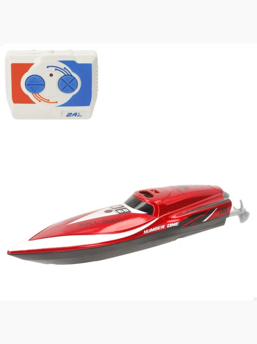 Bateau à moteur rouge radiocommandé + 4 ans d'abonnement speed&go - Kiabi