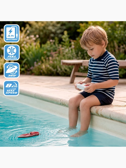 Bateau à moteur rouge radiocommandé + 4 ans d'abonnement speed&go - Kiabi