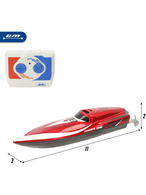 Bateau à moteur rouge radiocommandé + 4 ans d'abonnement speed&go - Kiabi