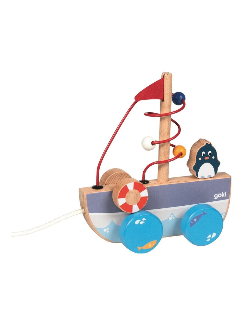 Bateau à tirer avec circuit de motricité Bleu - Kiabi