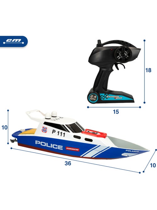 Bateau de police télécommandé 36 cm racing boat - Kiabi
