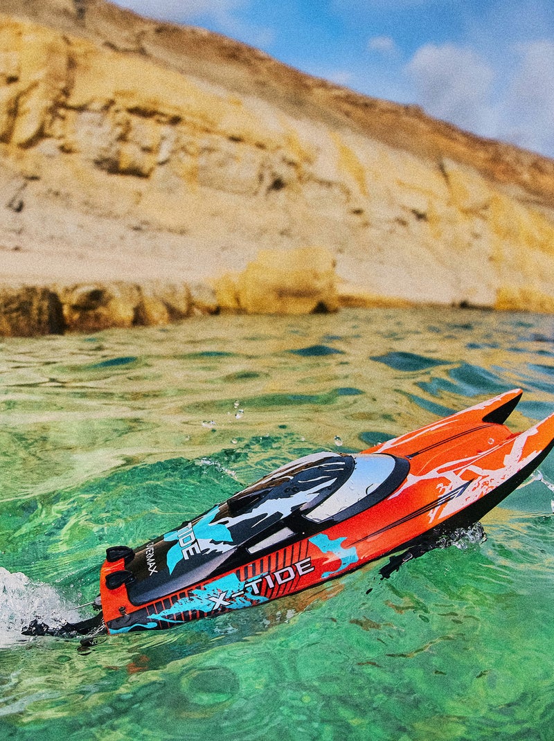Bateau radiocommandé - OVERMAX - X-Tide - 25 km/h - 2 x 17min Orange - Kiabi