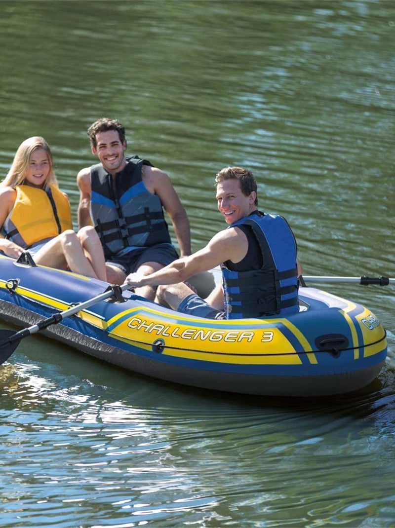 Bateau sport gonflable Challenger 3 Set avec pagaies et pompe Bleu Jaune - Kiabi