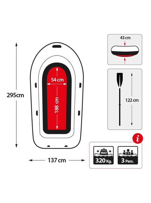 Bateau sport gonflable Challenger 3 Set avec pagaies et pompe - Kiabi