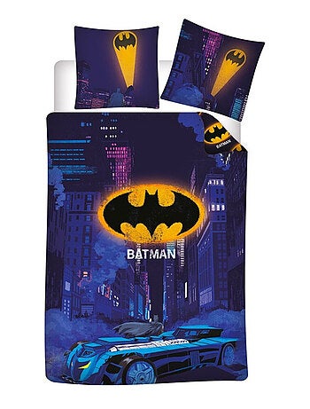 Batman, Parure de Lit Enfant Imprimée Réversible Polycoton, BATMOBILE