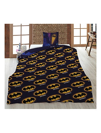 Batman, Parure de Lit Enfant Imprimée Réversible Polycoton, BATMOBILE