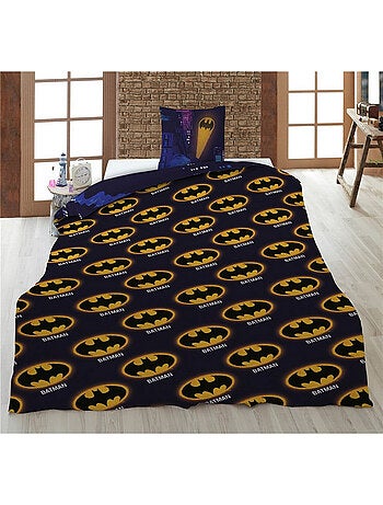 Batman, Parure de Lit Enfant Imprimée Réversible Polycoton, BATMOBILE