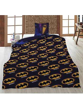 Batman, Parure de Lit Enfant Imprimée Réversible Polycoton, BATMOBILE