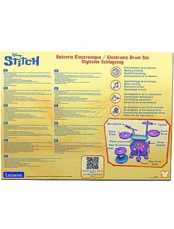 Batterie électronique lumineuse complète avec clavier, cymbales et tabouret Stitch