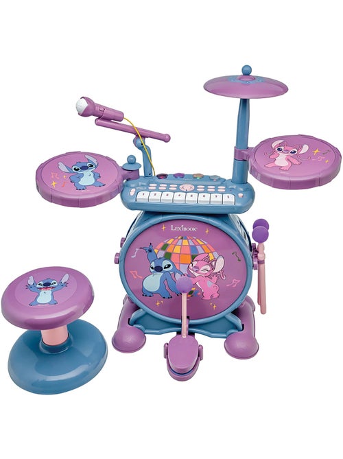 Batterie électronique lumineuse complète avec clavier, cymbales et tabouret Stitch - Kiabi