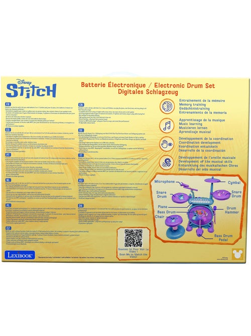 Batterie électronique lumineuse complète avec clavier, cymbales et tabouret Stitch - Kiabi