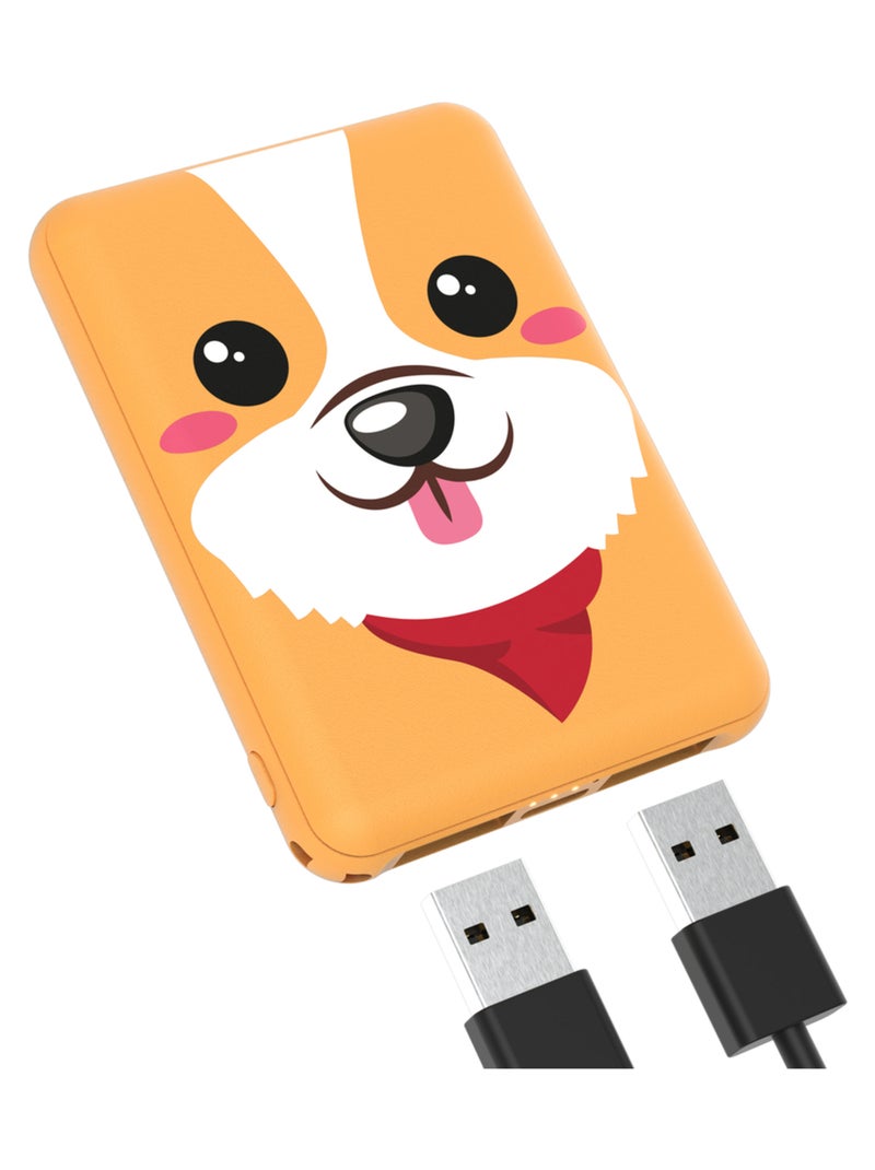 Batterie Externe Power Animal Corgi - 5 000mAh - Charge Rapide 2A - Double Port USB - MOB Orange - Kiabi