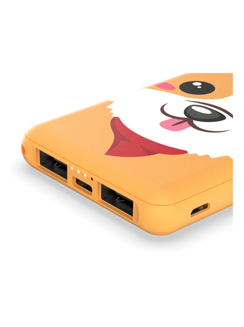 Batterie Externe Power Animal Corgi - 5 000mAh - Charge Rapide 2A - Double Port USB - MOB Orange - Kiabi