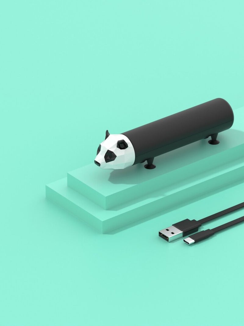 Batterie Externe Power Pets Panda - 4800 mAh avec Ventouses - Recharge Rapide 2A - Ultra Douce - MOB Noir - Kiabi