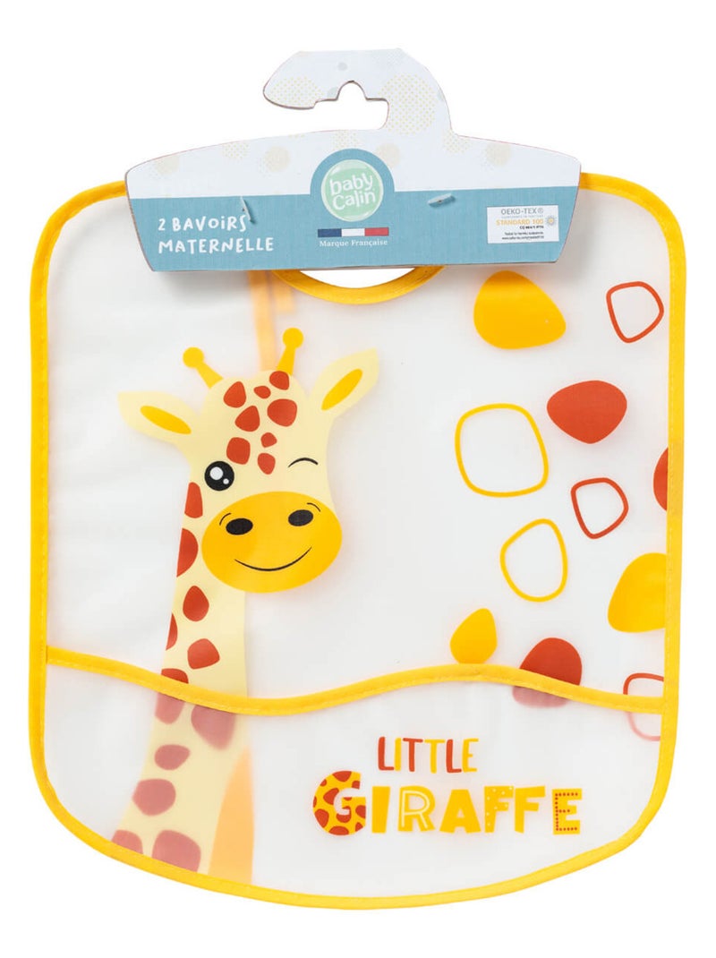 Bavoir 6 mois imperméable à poche Animaux - Girafe - Babycalin Jaune - Kiabi