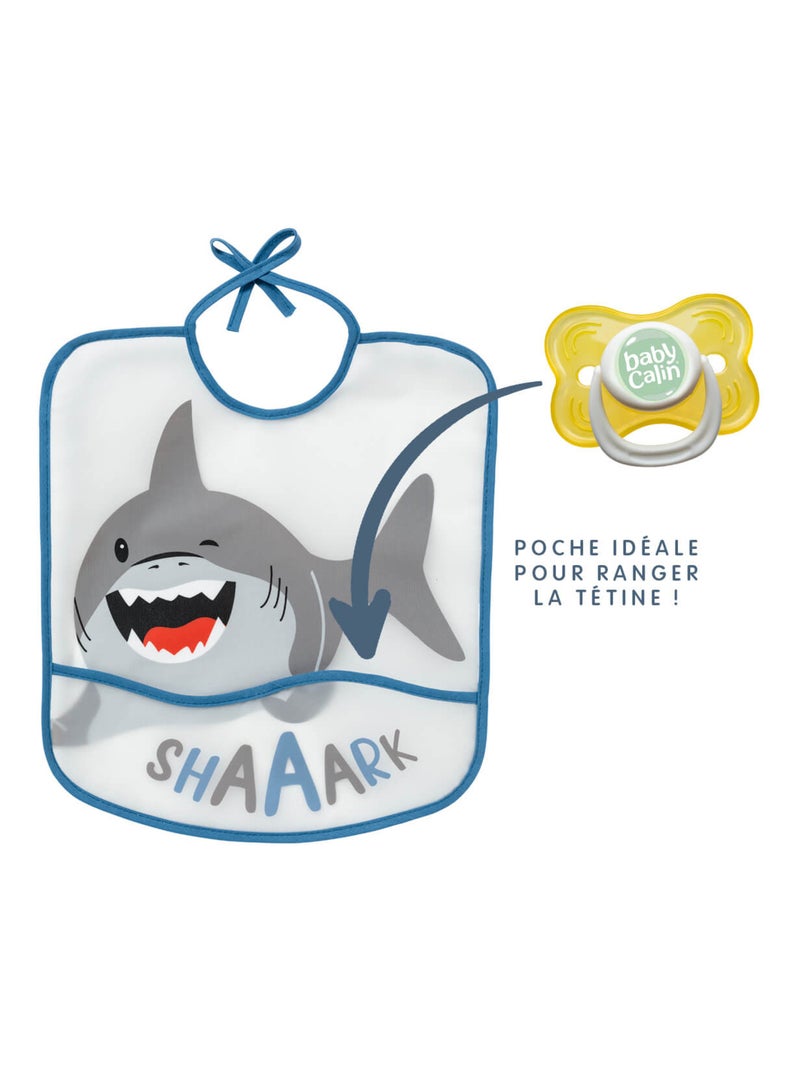 Bavoir 6 mois imperméable à poche Animaux - Requin - Babycalin Gris - Kiabi