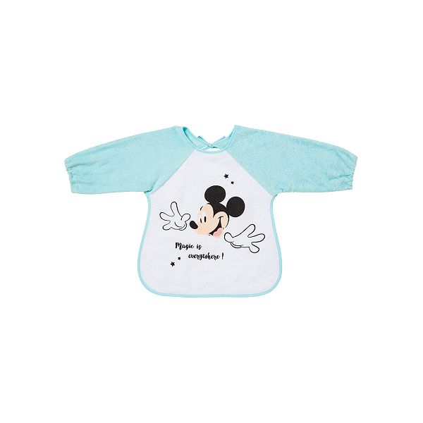 Bavoir A Manches Mickey Mouse Bebe Fille Bleu Clair Mickey Kiabi 8 00