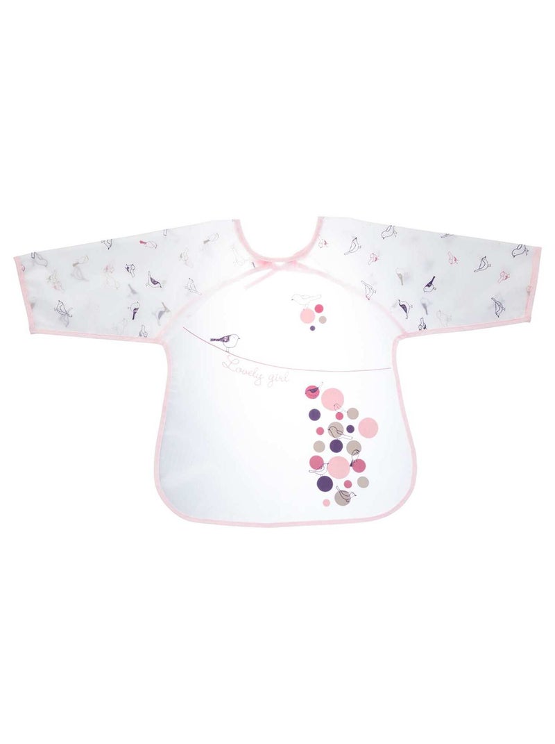 Bavoir à manches 'oiseaux' rose - Kiabi