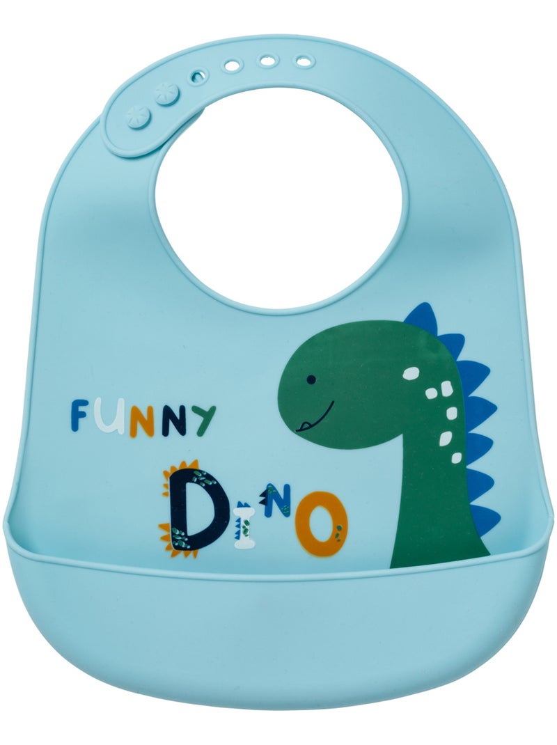 Bavoir à réservoir imperméable 6 mois - Funny Dino - Babycalin Bleu - Kiabi