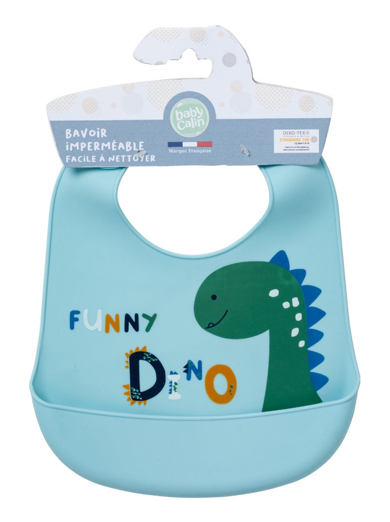 Bavoir à réservoir imperméable 6 mois - Funny Dino - Babycalin Bleu - Kiabi
