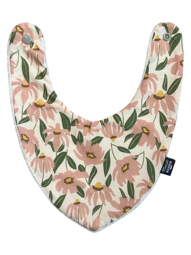 Bavoir bandana - Grandes Fleurs Blanc Rose - Kiabi
