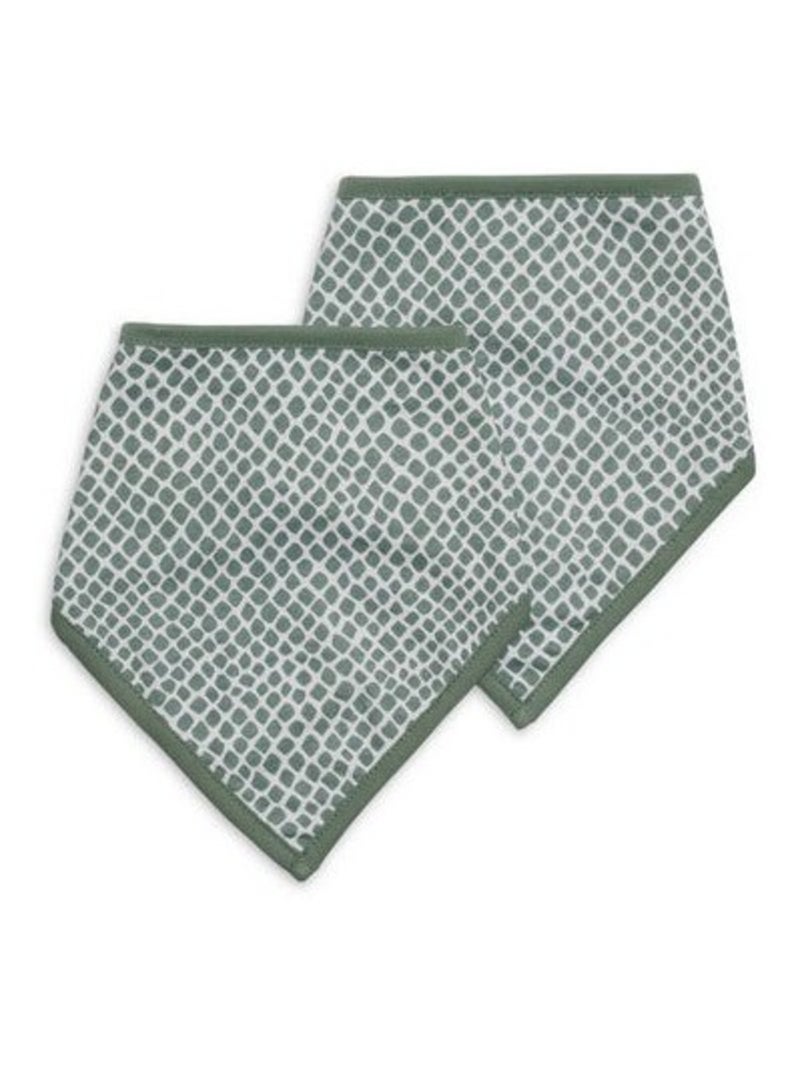 Bavoir bandana en coton (2pcs) Vert - Kiabi