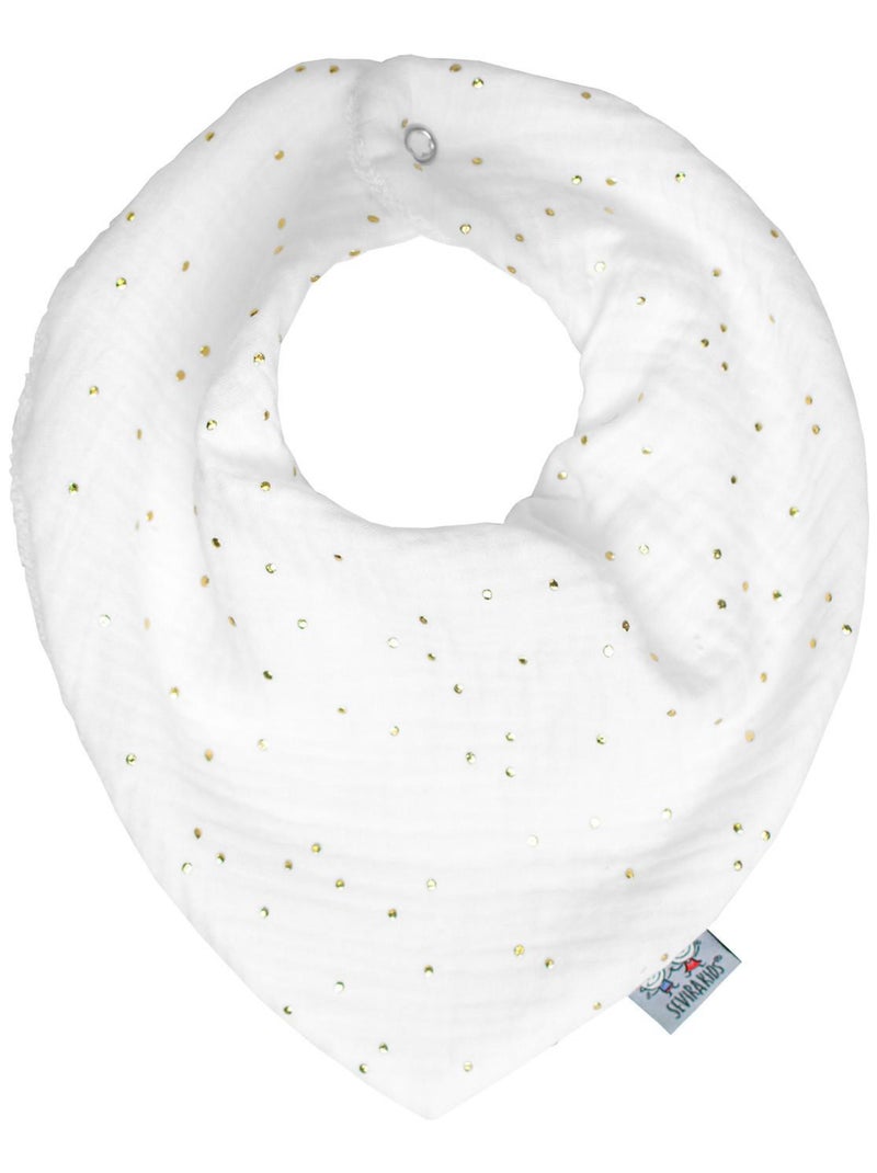 Bavoir bandana gaze de coton, Jeanne SEVIRA KIDS Blanc Doré - Kiabi