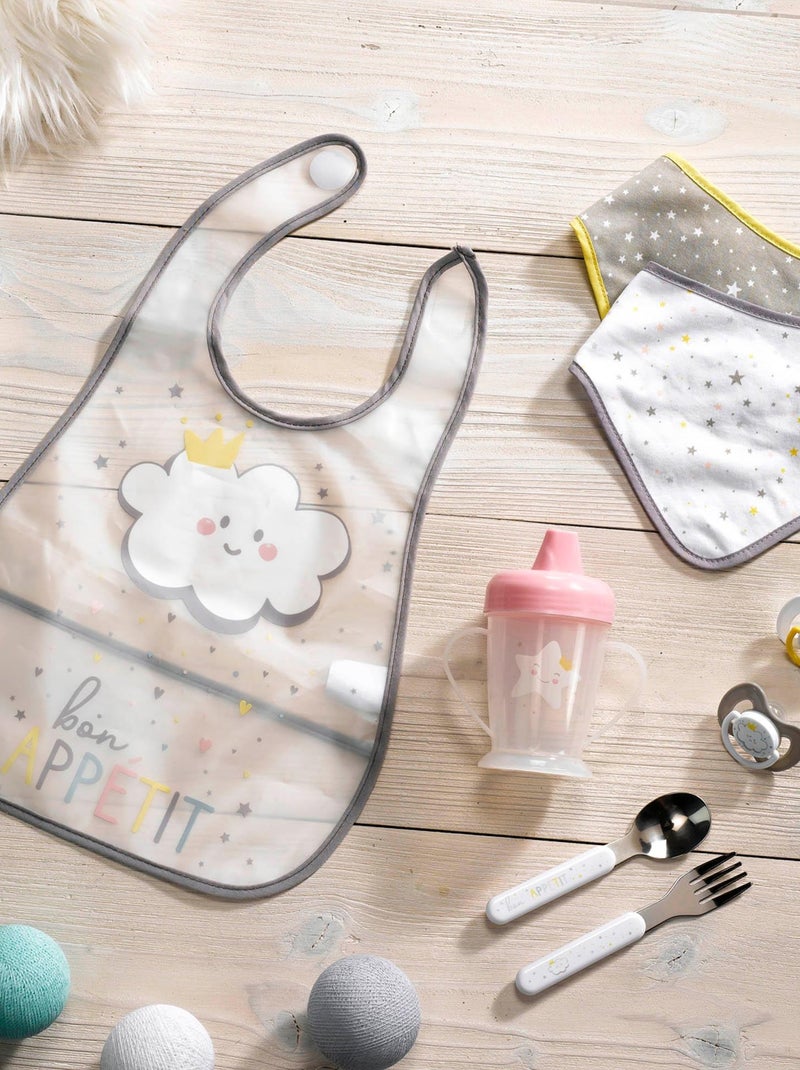 Bavoir bebe avec recuperateur Nuage Gris - Kiabi